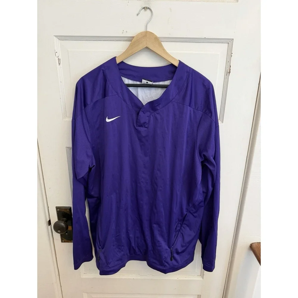 Nike Men's Purple Snap Collar‎ Pullover Zip Pockets Size Large
